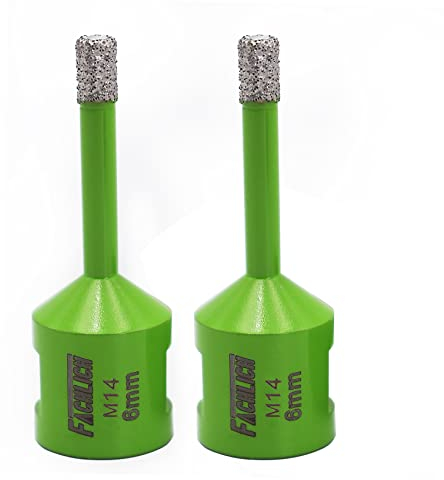 FACHLICH Broca de Diamante 6mm 2 Piezas para Perforación en Seco Azulejo Porcelana Mármol Cerámica Granito