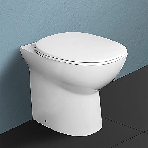 Inbagno WC Filo Muro Rimless, in Ceramica Bianca Lucida, Design Slim Moderno Serie Morning