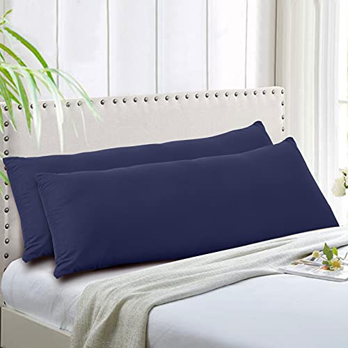 Evolive Ultra Soft Microfiber Pillowcases (Navy, Body Pillow Cover 21x54 Pack of 2)