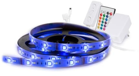Perel Set mit intelligenter WLAN-RGB-LED-Streifen, 450 LEDs, einstellbarer Helligkeit und Farbtemperatur, 5 Meter lang, RGB-Farben, warmweiß und kaltweiß, schaffen Sie die perfekte Atmosphäre mit der