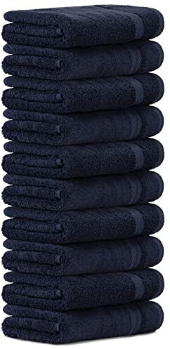 Luckytowel 10er Set Handtücher 50x100 cm 100% Baumwolle, 600g/m² Oeko-Tex Handtuch-Set 10er Pack Dunkelblau