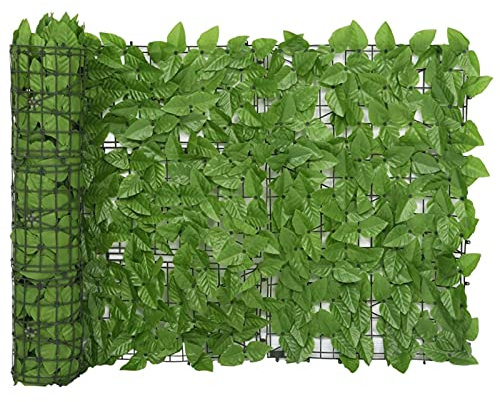 Leepesx Balkon-Sichtschutz mit Grünen Blättern, Sichtschutz Garten, Balkon Seitensichtschutz, Sichtschutz Balkon, Sichtschutz Terrasse, Sichtschutzzaun, 400x75 cm
