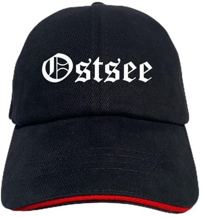 Ostsee Cappy - Altdeutsch Bedruckt - Schirmmütze - Schwarz-Rotes Cap OneSize-SchwarzRot