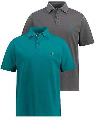 JP 1880 Herren große Größen Übergrößen Menswear L-8XL Poloshirts, Basic, 2er-Pack, Piqué, gekämmte Baumwolle, bis 8 XL Petrol 6XL 704317460-6XL