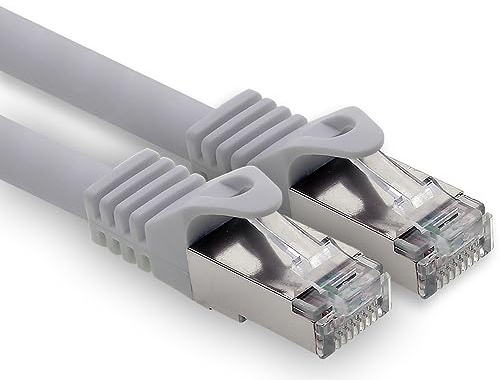 freiwerk LAN Kabel 15m Cat7 Grau 1x Netzwerkkabel Ethernet RJ45 10 Gbit/s SFTP Patchkabel für Router Modem Switch PC Laptop Gaming Konsole