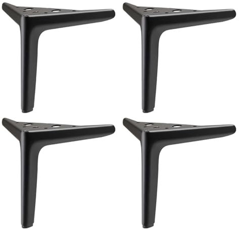 4pcs Pieds de Meuble Metal Noir,Pied de Table Modernes en Métal en Forme de Triangle,Pieds de Rechange pour Canapé/Armoire/Table de Chevet/Meuble TV/Meuble de Salle de Bain (15cm/5.9in)