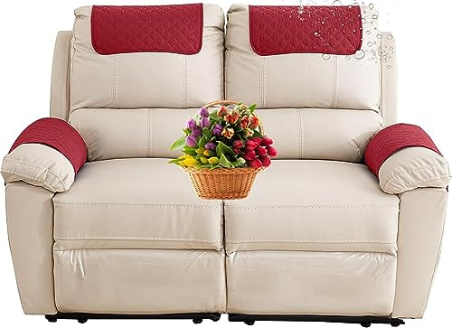 Armlehnenbezüge Sofa Armlehnenbezüge Verstellbar Sofa Armkappen Armlehnenschoner Lehnenüberwurf Sesselschoner Armlehnenschoner Rutschfest Möbelschutz Für 1 2 3 Sitzer ( Color : rot , Size : 2 Sitze )