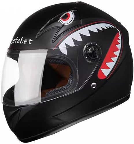 Casque de Moto Intégré pour Enfants avec Visière Casque de Scooter Casque Jet Casque de Street Bike Casque de cyclomoteur pour Enfants Garçons et Filles, 52-54cm