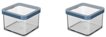Rotho Loft Vorratsdose Deckel, lebensmittelechter Kunststoff (SAN) BPA-frei, transparent/blau, 0.5l, 0,5l (10 x 10 x 7,2 cm) (Packung mit 2)
