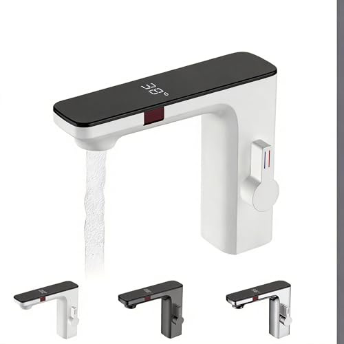 Robinet à capteur infrarouge automatique avec affichage de la température, robinet de lavabo à capteur intelligent, écran d'affichage numérique, robinet mélangeur d'eau chaude et froide, robinet