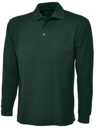 COOZO Mens Long Sleeve Polo Shirt - Bottle Green - 2XL
