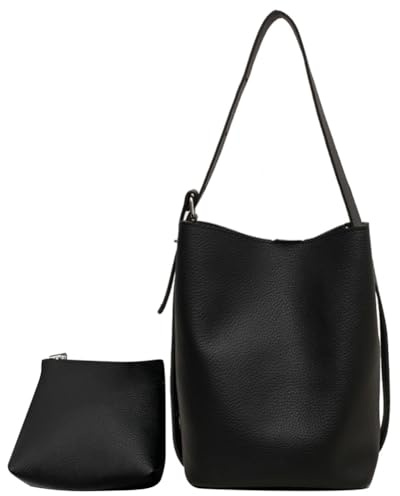 Fiorky Borsa tote alla moda for donna Borsa a secchiello casual di capacità Tracolla regolabile Borsa semplice in tinta unita con pochette abbinata