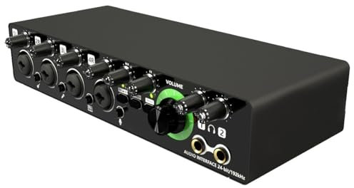 Desikixudy -MD44 - Scheda audio professionale per microfono, 24 bit, 192 kHz, interfaccia audio a 4 vie per registrazione podcast, strumento musicale, durevole, facile da installare, facile da usare -