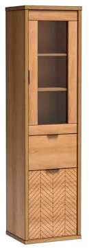 KIER FURNITURE - Fonti - Buffetschrank - Regal, Bücherregal, Sideboard, Hochschrank, Schmal - Kommode - Wohnzimmer, Möbel - Vitrinenschrank, Glastür, Schublade - Wohnzimmerschrank - Vintage, MDF, Glas