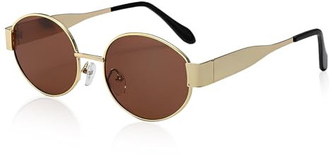 LEOEASIY Retro Sonnenbrille Damen,Sonnenbrille Damen,Sunglasses Men,Herren Oval Metal Trendy Classic,Trendy Retro Oval Sonnenbrille,UV400 Schutz Kleine Brillen Travel Fahren Outdoor