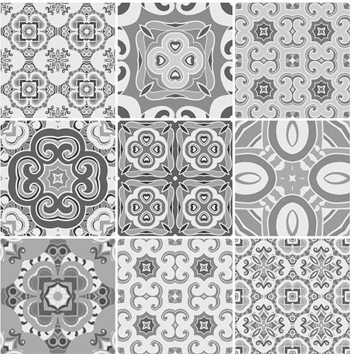 HUBDECO - Fliesenaufkleber - Küche, Badezimmer Deko - Klebefliesen - Wand Deko - Klebefolie Küche - Küchenrückwand Deko - Selbstklebende Fliesen - 9 Stk. - Marokkanische Mosaiken - 20x20cm