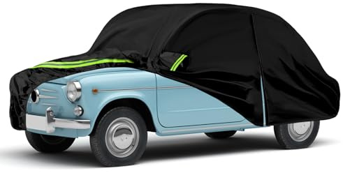 Vollgarage Autoabdeckung Ersatz für FIAT 600/Jagst 600/770 1955-1969 | Autogarage Wasserdicht Schwarz, Autoplane Ganzgarage Atmungsaktive Reflexionsstreifen, Sonne, Staub & Wetter