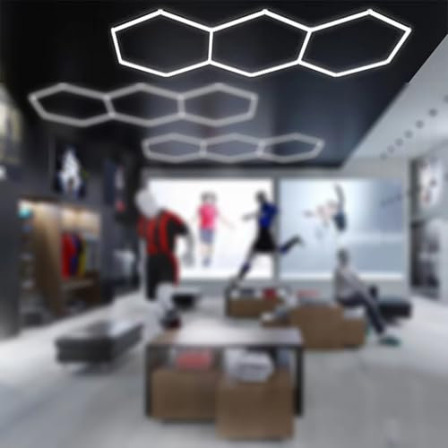 3 sechseckige LED-Garagenleuchten, 128 W, 6500 K, sechseckige LED-Leuchten für Garagen, Fitnessstudios, Keller, Lagerhallen, Autopflegegeschäfte