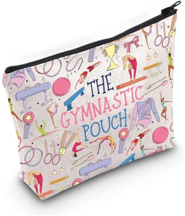 PXTIDY Pochette de gymnastique avec fermeture éclair - Sac de maquillage de gymnastique - Cadeau de voyage, beige, trousse de maquillage
