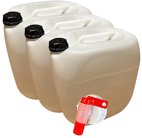 American Style - Lot de 3 x Bidon Jerrican Plastique 30L PEHD avec Bouchon DIN 61 | Empilable, Alimentaire, Résistant | Stockage Eau, Huiles, Produits Chimiques