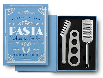Printworks The Essentials Pasta Tools | Edelstahl, spülmaschinenfest, Buchstil-Etui, Regal-Display-Design