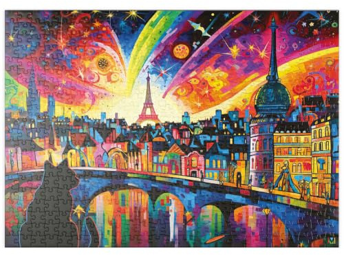 MyPuzzle Pariser Skyline in leuchtenden Farben – Fantasievolle Stadtansicht - Premium 500 Teile Puzzle - MyPuzzle Sonderkollektion von Puzzle Galaxy