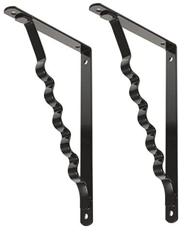 jojofuny 2pcs Iron Shelf Brackets Grey Kitchen Storage Rack Wall Mounted Shelf Supports