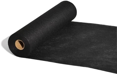 FRKOKRFA Chemin de Table en Non-tissé - Noir - 25 m x 30 cm Nappe décorative - Décoration de Table pour Anniversaire, Mariage, baptême, Communion et Autres célébrations