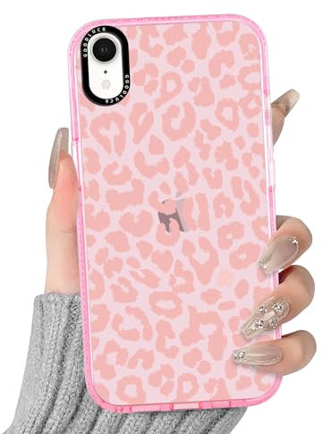Phoona Leopard Case for iPhone XR 6,1, Preppy Cute Cheetah Print Girly Aesthetic Pattern Design, Anti-yellowing Soft Slim TPU Shockproof Protection Bumper Cover for Girls Women, Pink 3