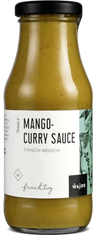 Wajos Mango-Curry Sauce 245ml: fruchtige Curry Soße im Glas, typisch indische Sauce für Grillen, Dips, Burger & Bowls – Gourmet & Feinschmecker Grillsauce