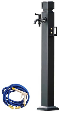 Columna de agua de aleación de aluminio para exteriores, sistema de riego vertical de jardín de 24 pulgadas con pistola pulverizadora, diseño elegante para riego eficiente y jardinería