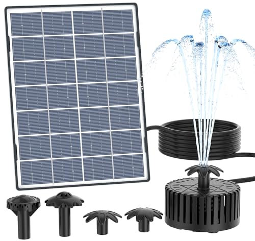 AISITIN Solar Water Foutain Pump 4.5W DIY Glass Panel Solar Powered Fountains Water Feature, Solar Powered Water Pump with 4 Nozzles, Solar Fountain for Bird Bath Outdoor Garden, Fish Tank