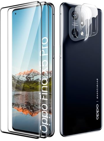TECHO Protector de pantalla para OPPO Find X5 Pro, película protectora de vidrio templado, resistencia a los arañazos, cobertura completa, dureza 9H, película protectora Ultra HD, antihuellas, paquete
