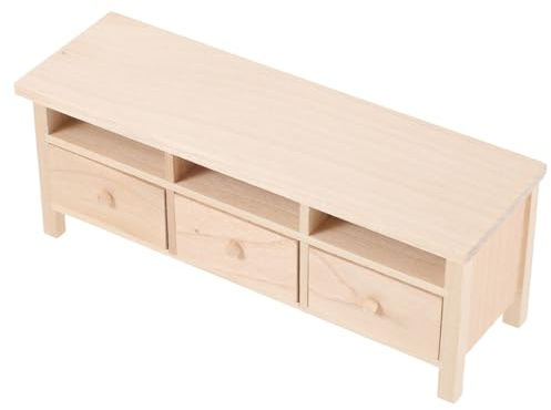 SKISUNO Dollhouse Miniature Furniture Wooden Tv Cabinet Mini Decorative Tv Stand Wear-resistant