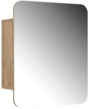 Vicco Badspiegelschrank Zino, Goldkraft Eiche, 60 x 50 cm | 1 Tür · 4 Ablagefächer · Horizontal & vertikal montierbar · Abgerundete Ecken · Flexibles Öffnen