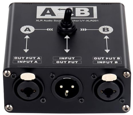 Asyduey XLR Balanced Audio Switcher Box 2 in 1 oder 1 in 2 Out Passive Handbuchauswahl für die Mischkartenquelle für Mikrofon -Soundkarten
