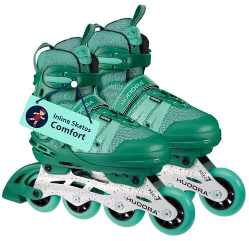 HUDORA Inline Skates Comfort - Inliner für Kinder & Jugendliche in versch. Größen - Roller Skates bis zu 6 Größen in Weite & Länge verstellbar - atmungsaktive Freizeit Inline Skates