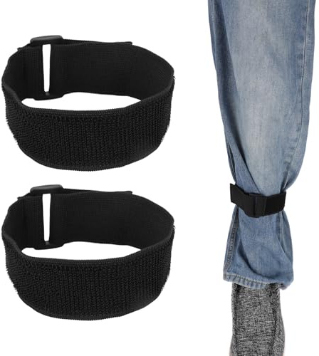 Fukaisu 2pcs Sangles Élastiques de Cheville, Nylon Réglables pour Pantalons Bottes Unisexes pour Vélo Randonnée Pêche Marche dans l'eau Les Voyages Chasse l'Équitation Les Sports Plein Air (Noir)