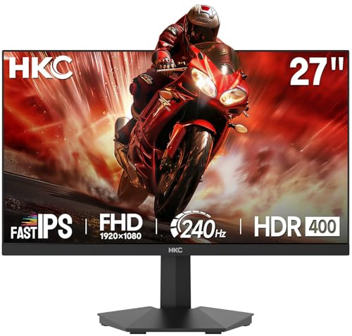 HKC Monitor Gamer 27 Pulgadas 240Hz IPS Rápido,FHD, 1 ms MPRT | HDR400, 90 % DCI-P3, Luz Azul Reducida, 2× HDMI 2.0 & DP 1.4, VESA 100×100, diseñado para PC