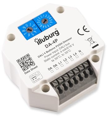 illuburg PUSH Dimmer DALI Master Steuerung von 1 bis 4 DALI-Adressen mit Wipptaster Dimmschalter Dimmaktor Controller