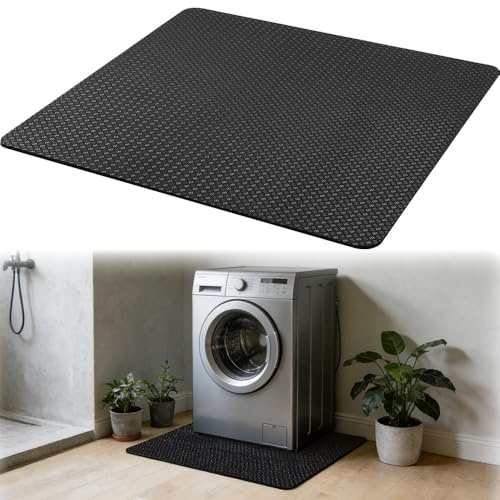 Beidseitig Rutschfest Antivibrationsmatte Waschmaschine, SGZIOO 60 X 60 CM Rutschfeste Gummimatte, Leichtgewichtig Wasserdicht Bodenmatte Kühlschrank für Trockner und Waschmaschine, Schwarz