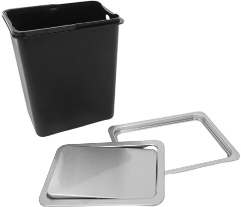 Warmhm Poubelle Encastrée de Plan de Travail avec Couvercle Basculant en Acier Inoxydable, Poubelle Métallique Hygiénique Cuisine, Fonctionnement sans Contact, Adaptée Plan de Travail