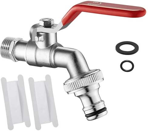 Wasserhahn Garten, Kugelhahn 1/2 zoll, mit Tropfschutz & Frostsicher, Außenwasserhahn als Auslaufhahn für Waschmaschine, Regentonne & Gartenbewässerung