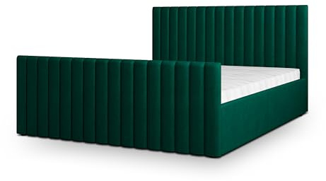 Masseno Polsterbett CANOVA K 200x200 cm, Doppelbett, Bettkasten, Stauraum, Lattenrost Und Kopfteil - Grün, Kronos 19