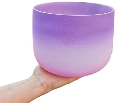 Kristall-Klangschale 8 Zoll 432 Hz/440 Hz lila weiß rosa Farbe Herz-Hals-Musikinstrumente(G 440HZ)