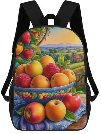 sinyumoney Fruit Bowl with Countryside View Rucksack Computerrucksack Für Schule/Arbeit/Reisen Für Camping, Outdoor-Abenteuer Und Den Täglichen Gebrauch 17inch