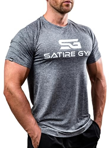 Satire Gym - Sportshirt Herren Kurzarm - Sport Shirt Männer - Slim Fit T-Shirt als Activewear Funktionsshirt (Fitness, Laufen, Bodybuilding)