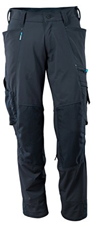 Mascot 17179-311-010-76C58 Trousers with Kneepad Pockets, Black/Blue, 76C58