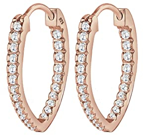 Elli Ohrringe Damen Oval Creolen mit Zirkonia in 925 Sterling Silber rosé vergoldet