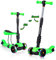 YOLEO 3-in-1 Kinderscooter Kinder Roller mit Abnehmbarem Sitz, LED große Räder, Höheverstellbare Lenker für Kleinkinder Jungen Mädchen ab 2 Jahre (Grün)